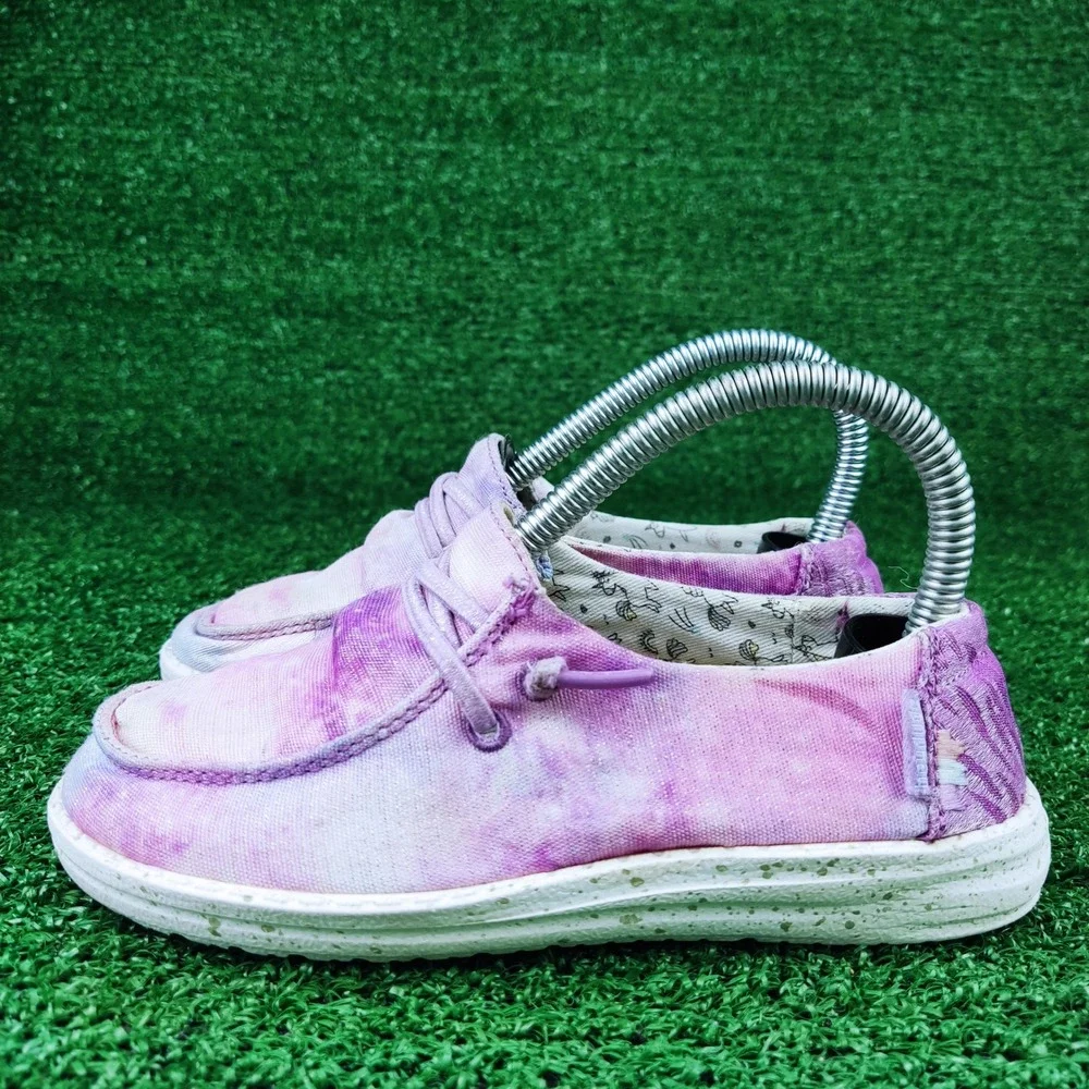 Hey Dude Shoes Kids Size 12 Purple Wendy Youth Unicorn Dreamer Tie Dye Loafers